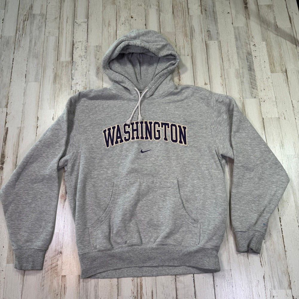 VTG Nike Hoodie Mens Small Grey Washington University Collegiate Y2K Hoodie Gym